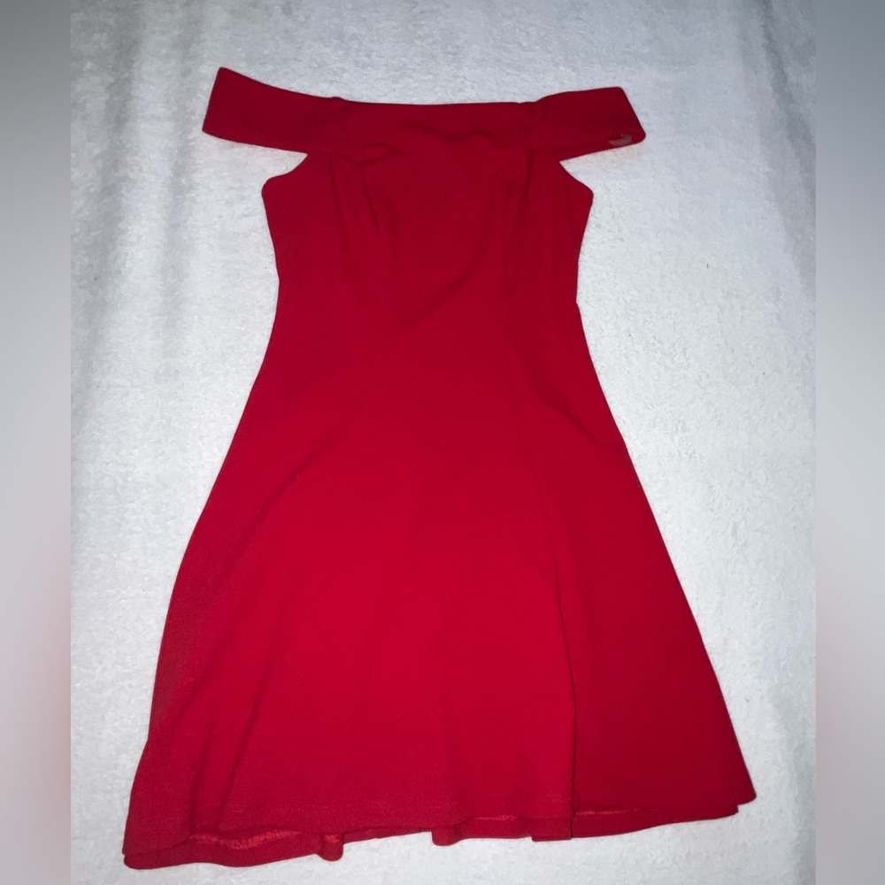 Red off the shoulder dress
